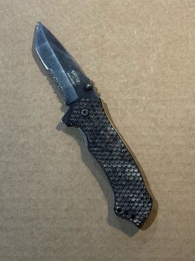 Black Folding Tactical Pocket Knife for Men Snakeskin Handle
